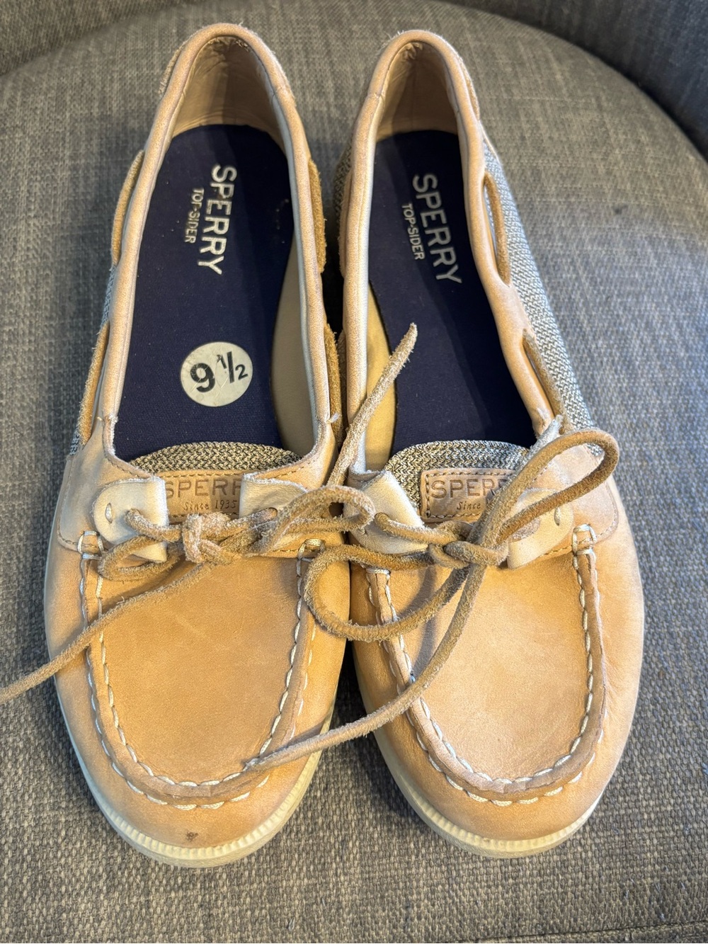 Sperry Top-Sider Women’s Tan Leather & Canvas Boat Shoes - Size 9.5